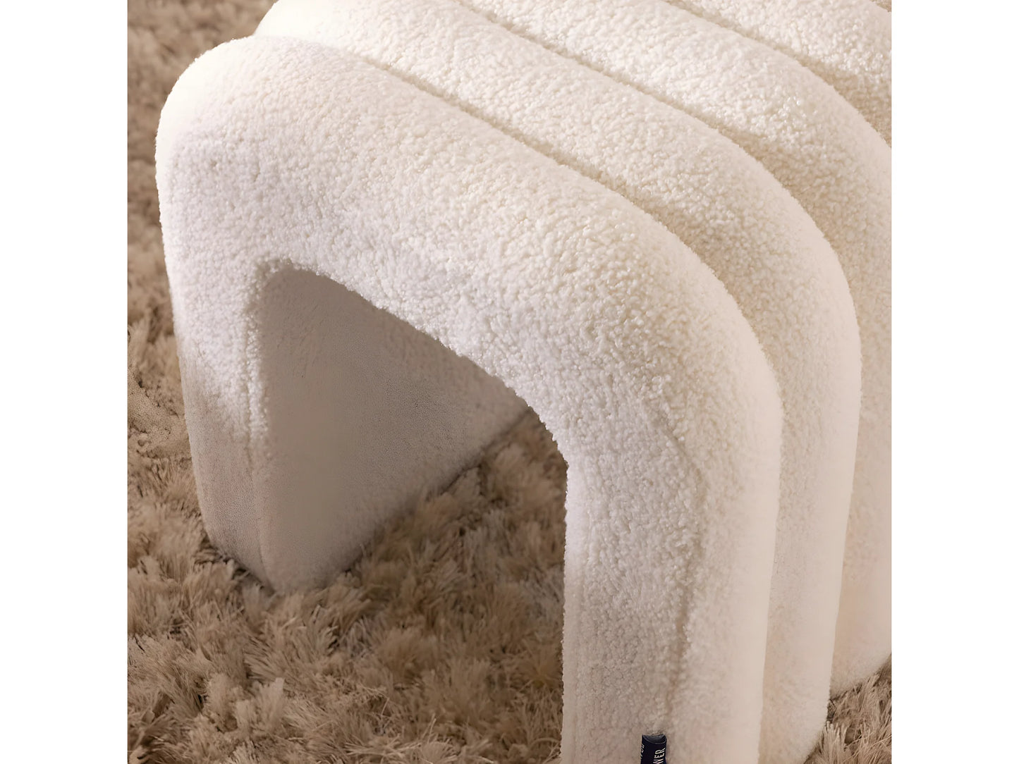 Tabouret Rembourré Japandi Bouclette Blanc - Mui