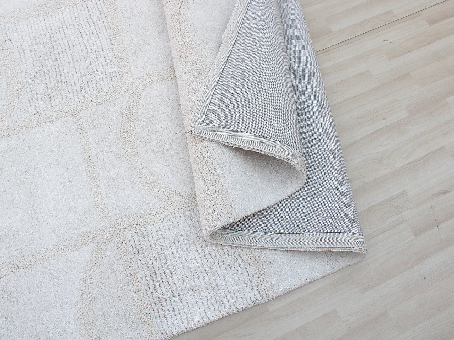 Tapis Japandi Relief Coton Ivoire - Hazela
