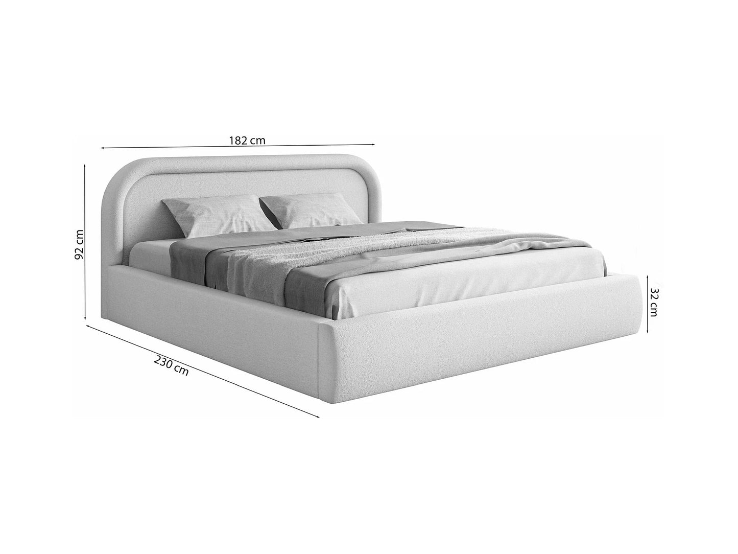 Lit Coffre Japandi avec tête de lit 160x200 Taupe – Ruvi