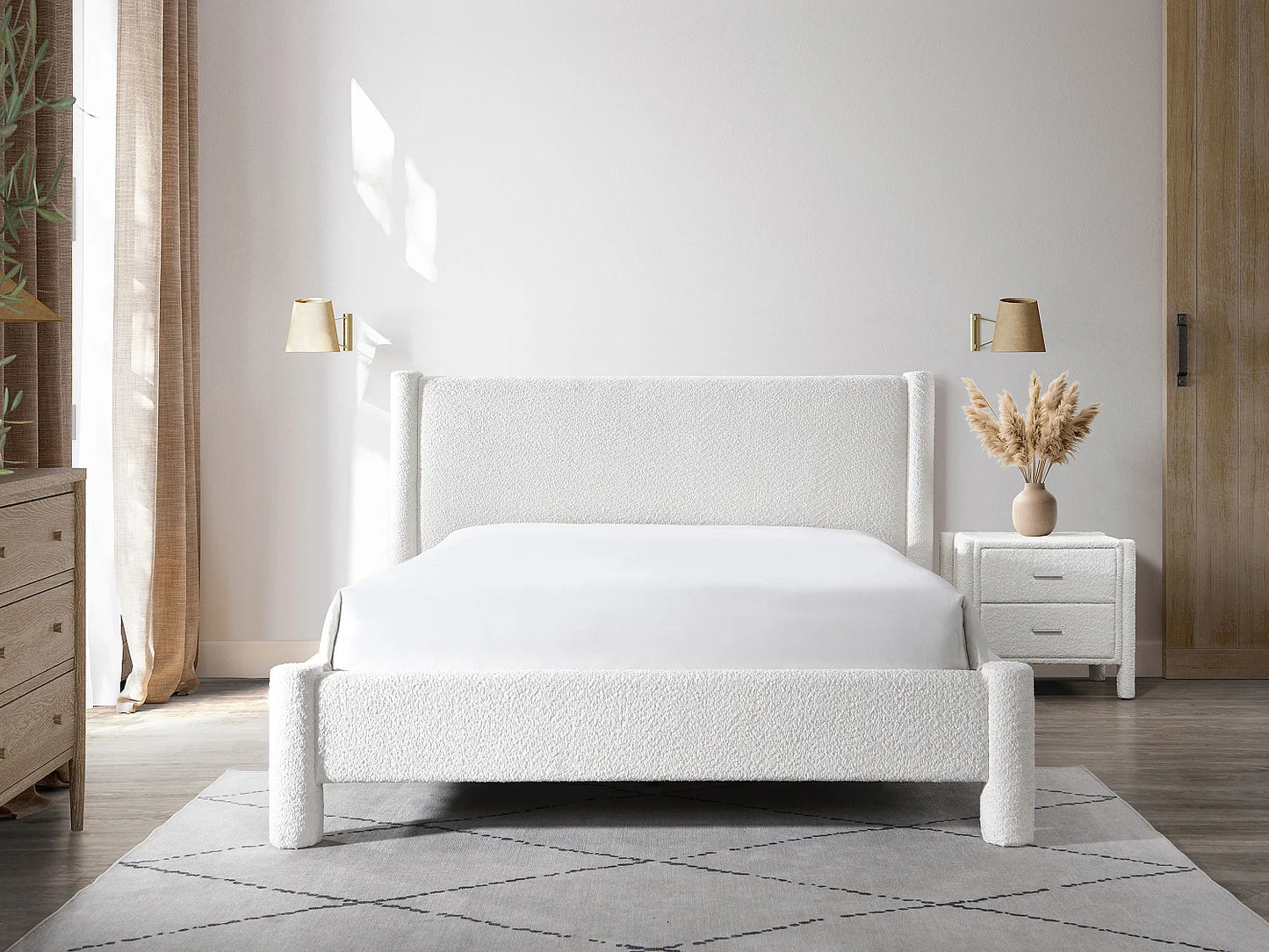Duo Chevets Japandi Bouclette Blanc - Conomo
