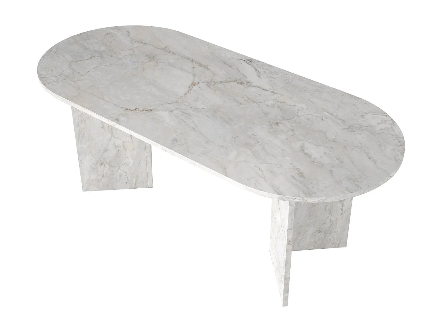 Table Manger Japandi Effet Marbre Blanc - Topania