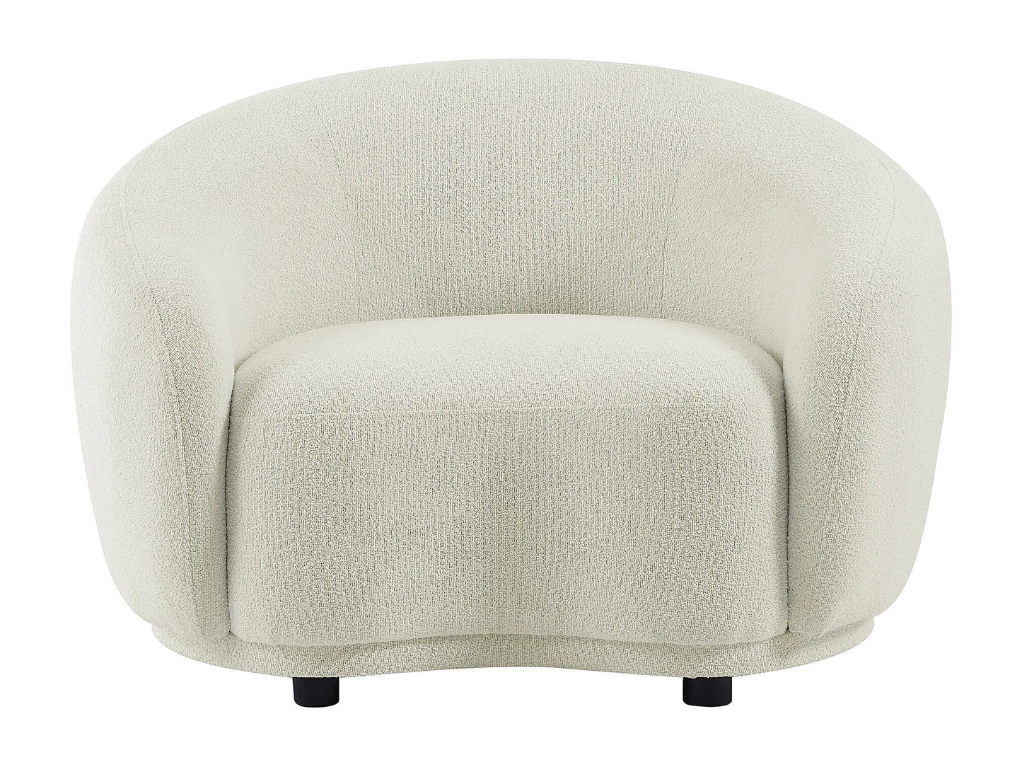 Fauteuil Japandi Bouclette Blanc Ivoire - Bovana