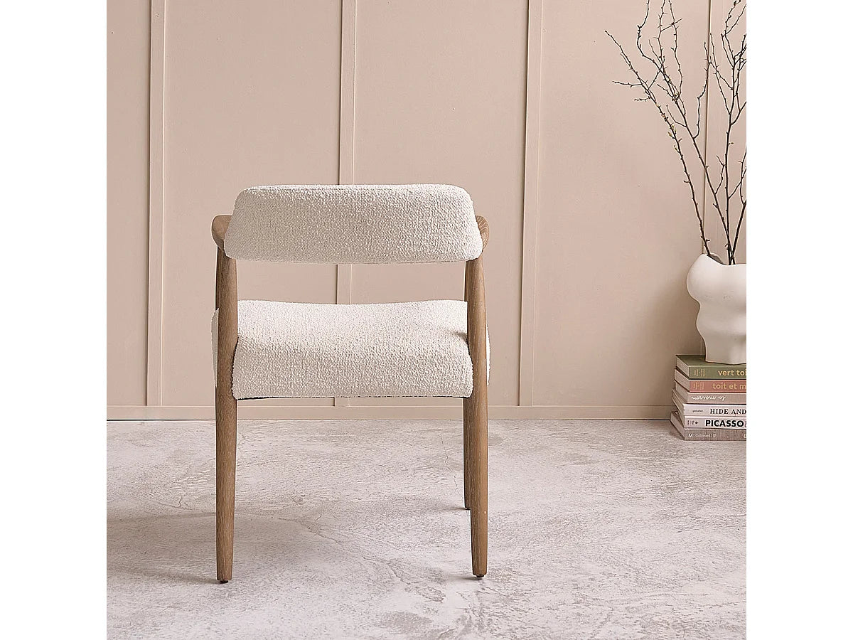 Lot De 2 Chaises Japandi Chêne Et Bouclette - Chêne