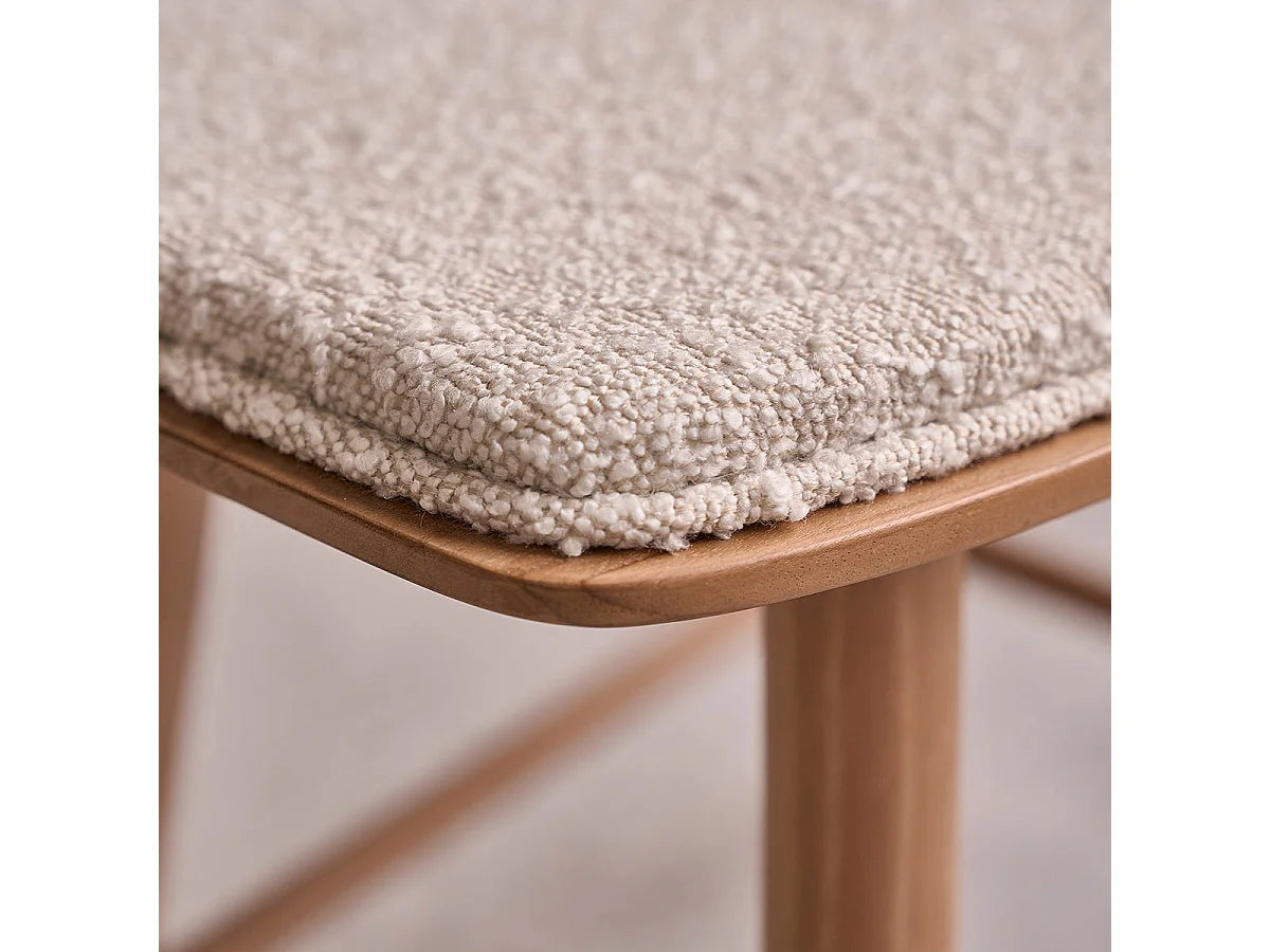 Tabouret Japandi Teck Assise Bouclette - Teck