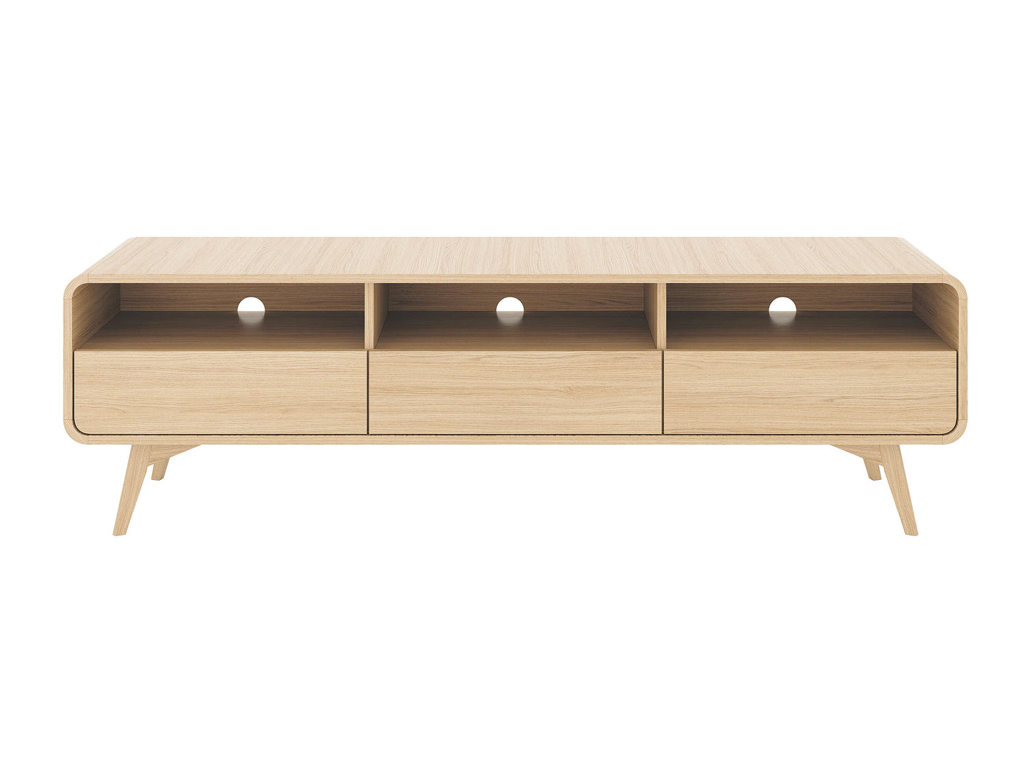 Meuble TV Japandi Arrondi en Bois Clair - Jalemo