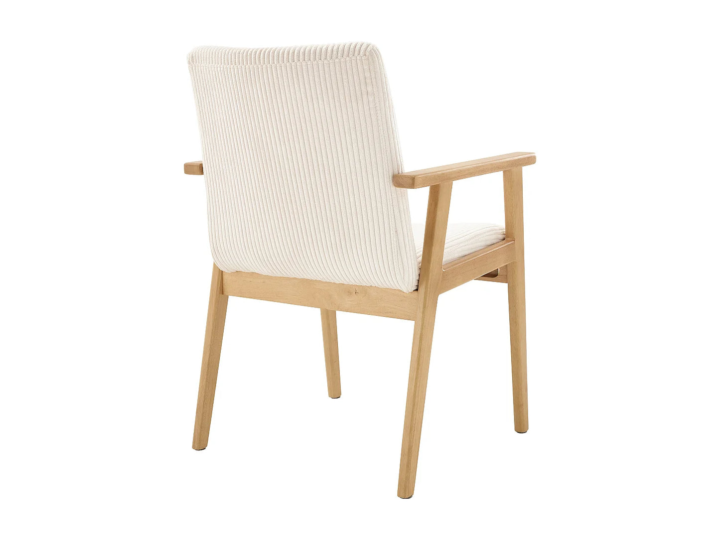 Chaise Accoudoirs Japandi Velours Côtelé Crème - Fildon