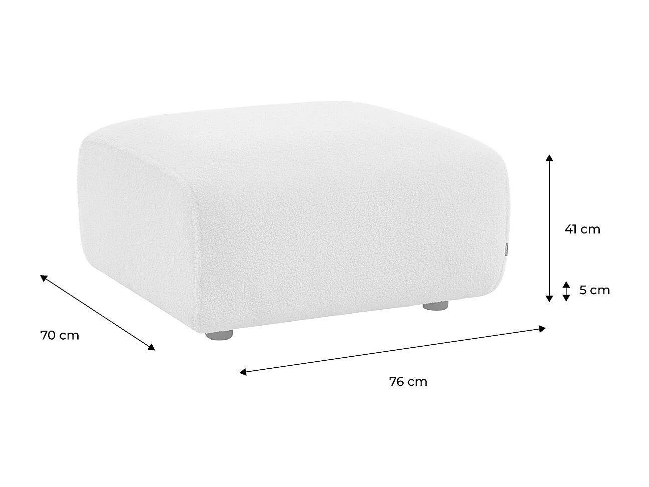 Pouf Canape Japandi Bouclette Blanche - Wallas