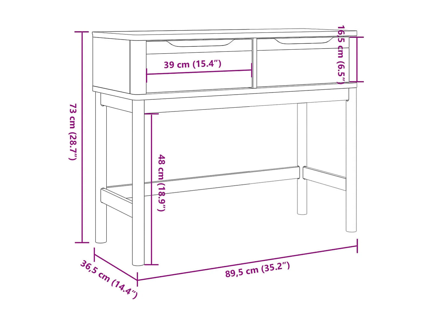 Table Console Japandi Pin Massif - Pin