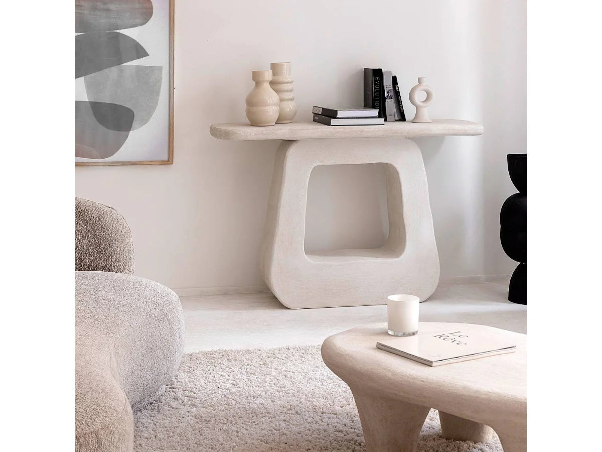 Console Pied Japandi Central Blanc - Danae