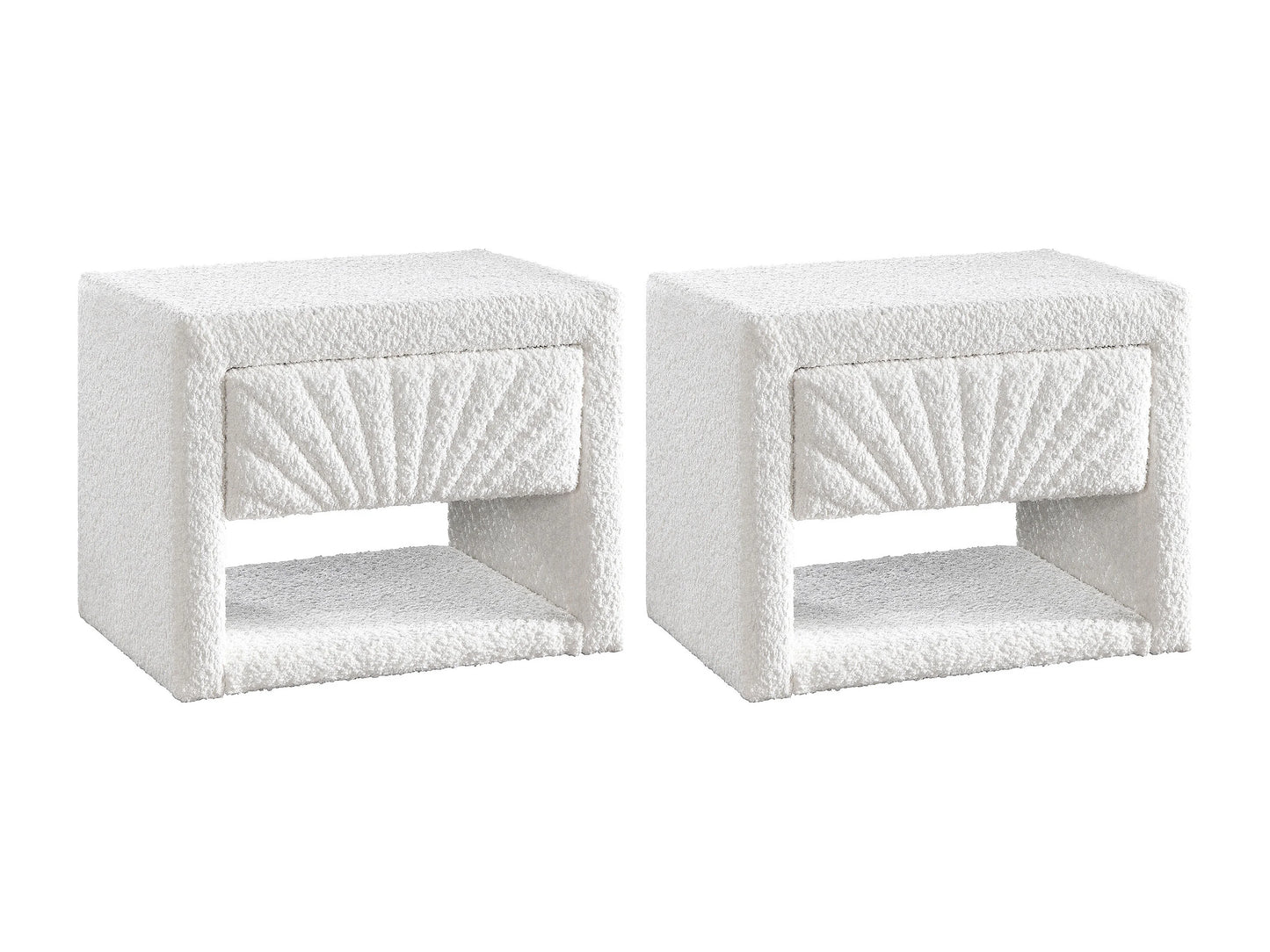 Duo Chevets Japandi Bouclette Blanc Niche - Ulami