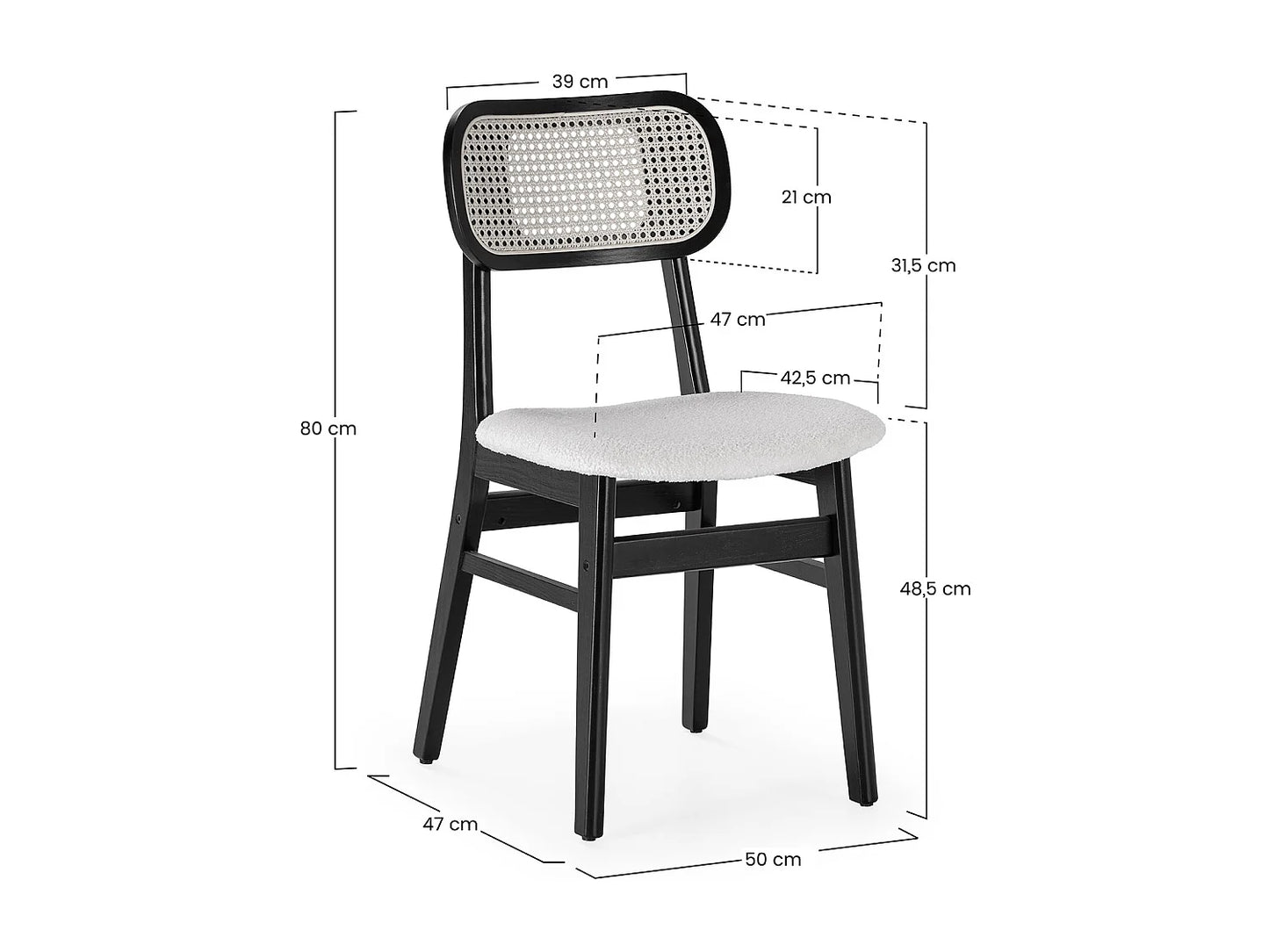 Pack 2 Chaises Japandi Mouton Et Rotin - Boira