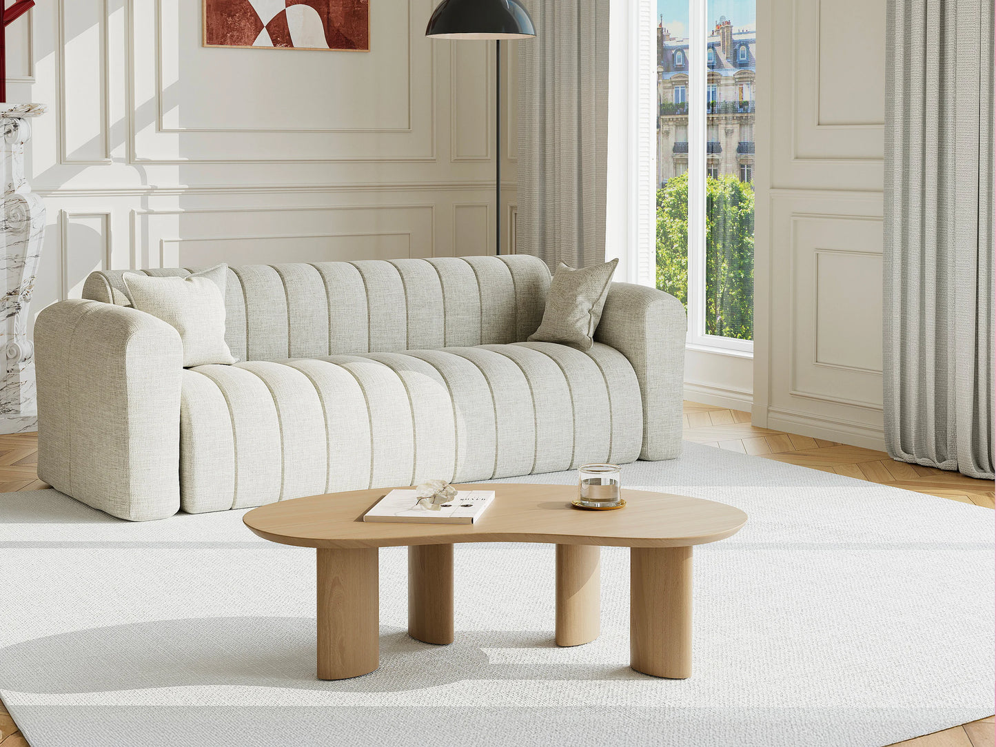 Table Basse Japandi Organique Bois Clair - Calynor