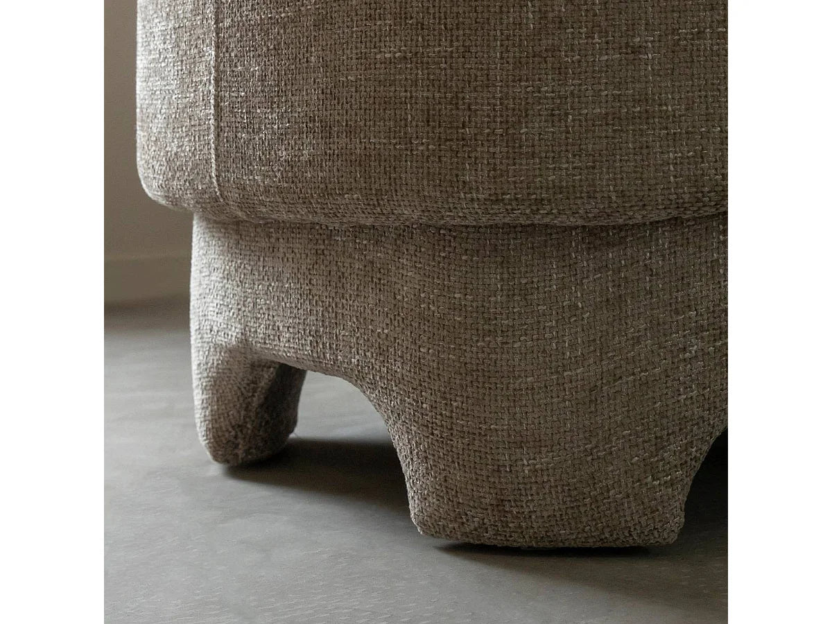 Fauteuil Japandi Arrondi Gris Beige - Thea