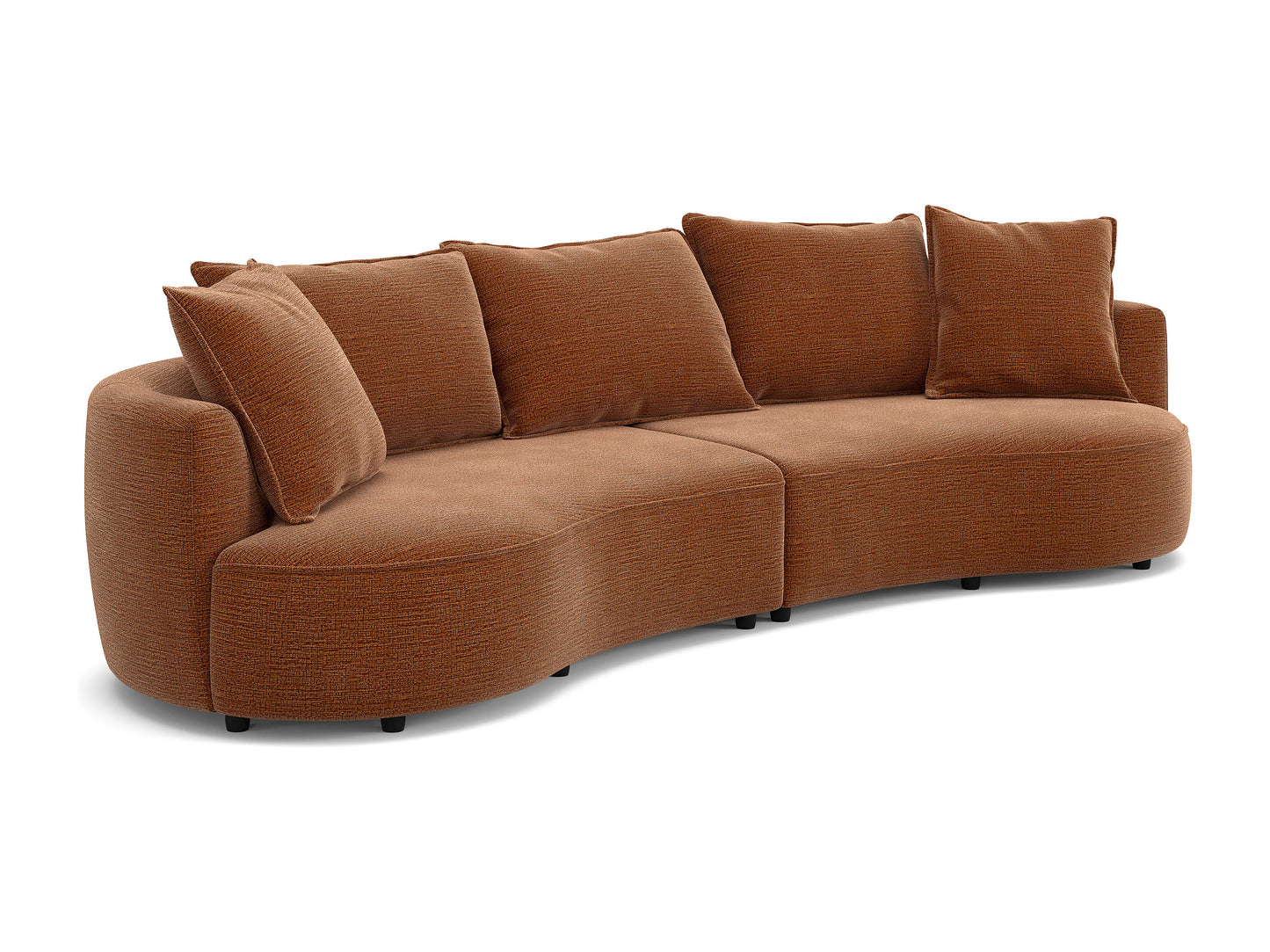 Canapé Japandi Chenille Terracotta 4 Places - Ceprano