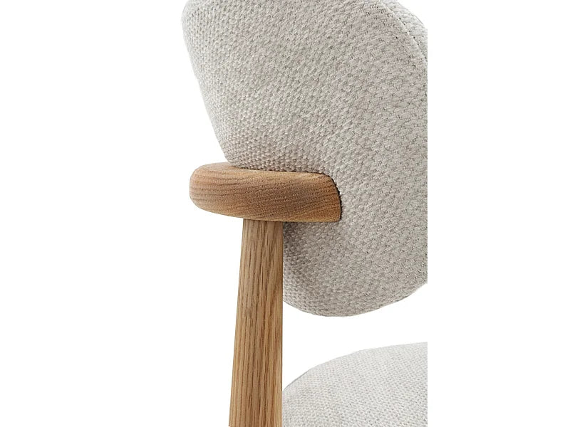Quatuor Chaises Japandi Chêne Tapissées Beige - Chêne