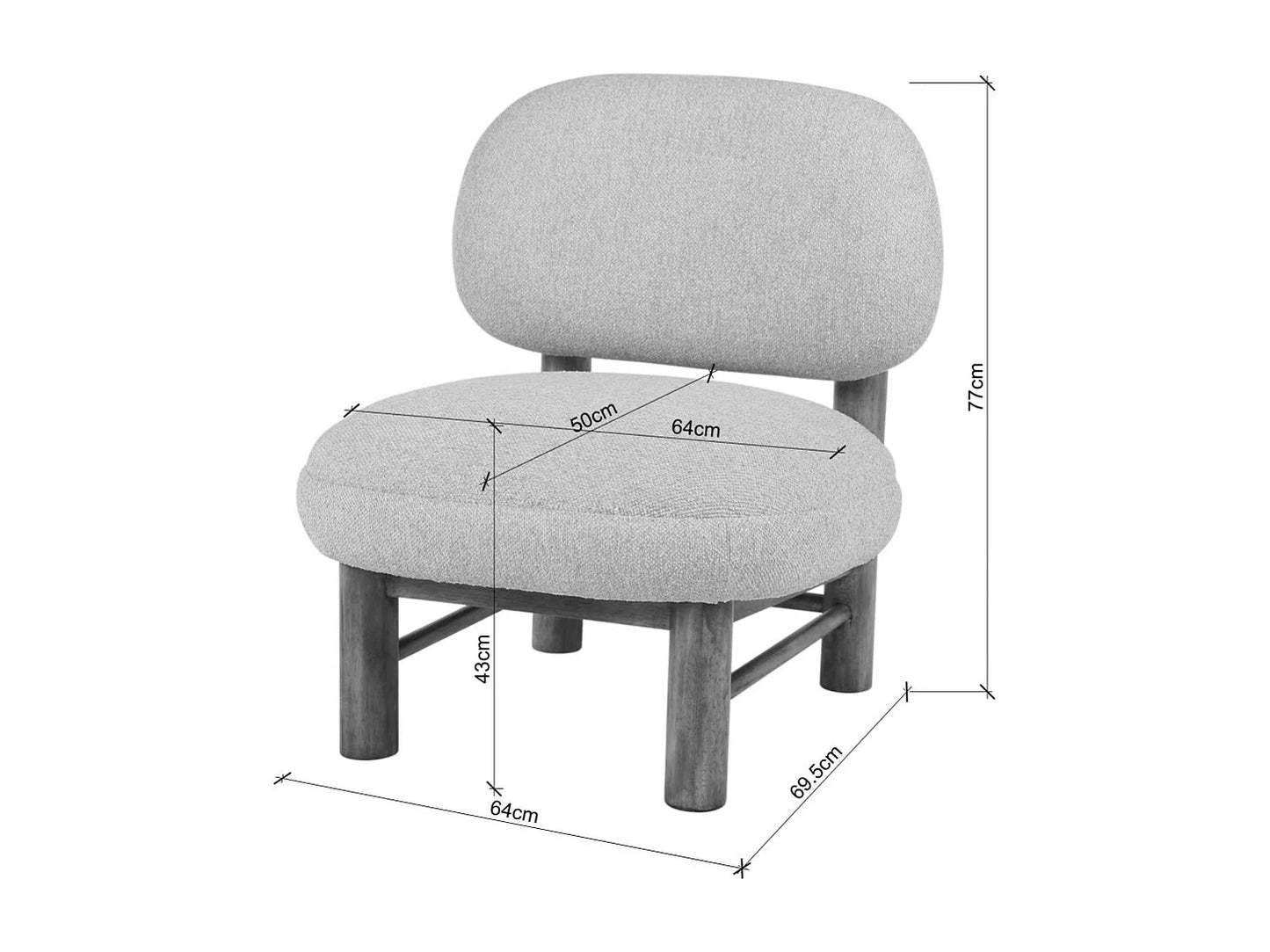 Fauteuil Japandi Bouclette Et Bois Beige - Nubo