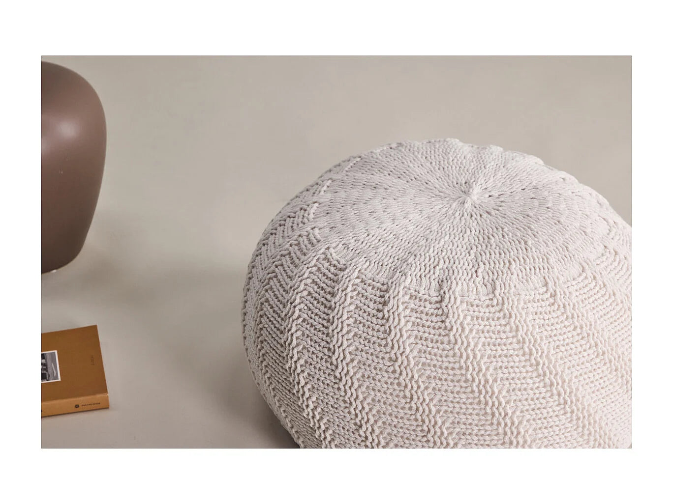 Pouf Design Japandi Blanc Cassé - Ted