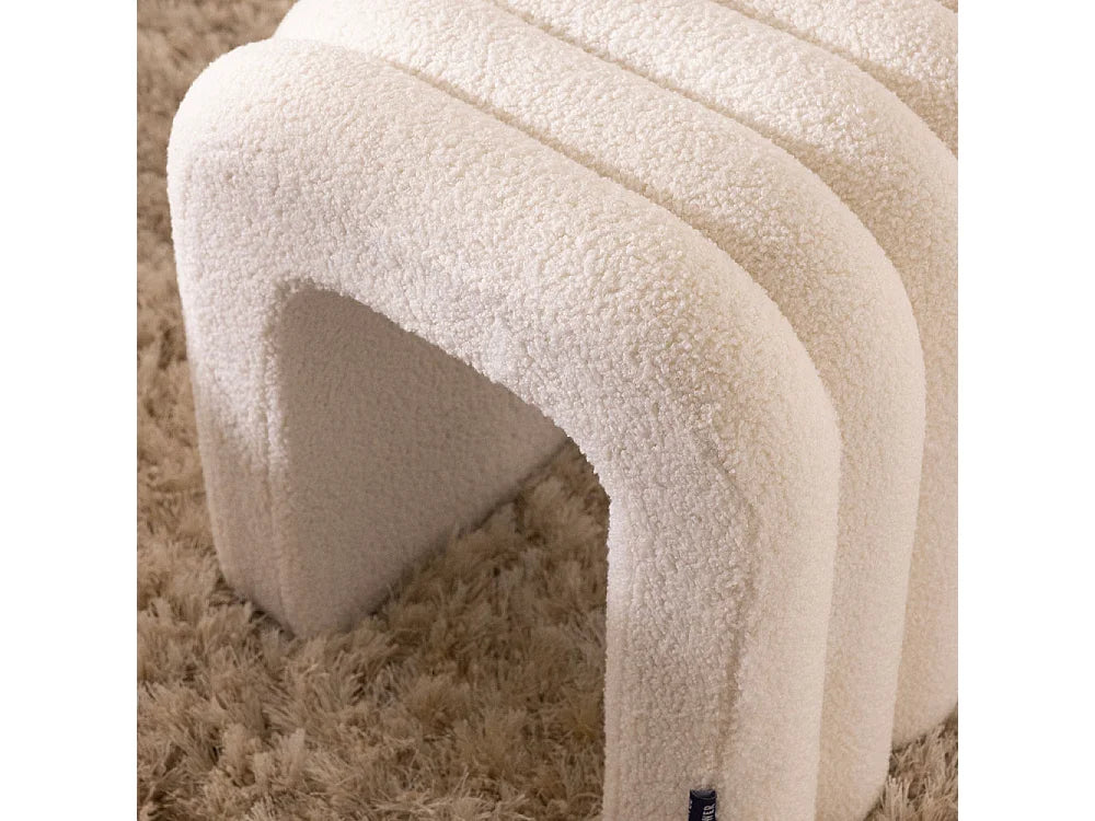 Lot 2 Tabourets Japandi Bouclette Blanc - Mui