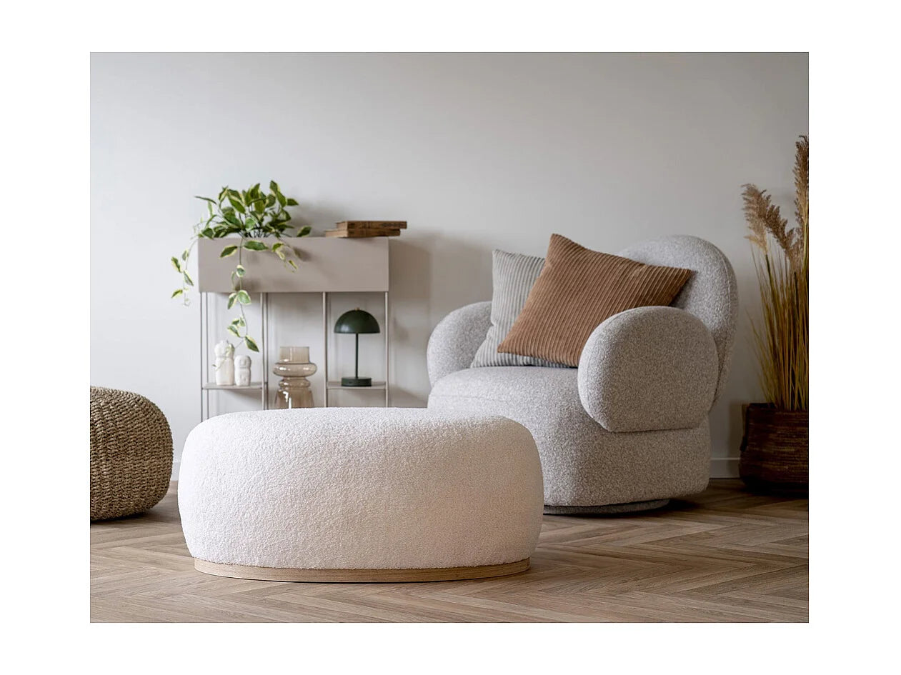 Pouf Rectangulaire Japandi Blanc Cassé - Manhattan