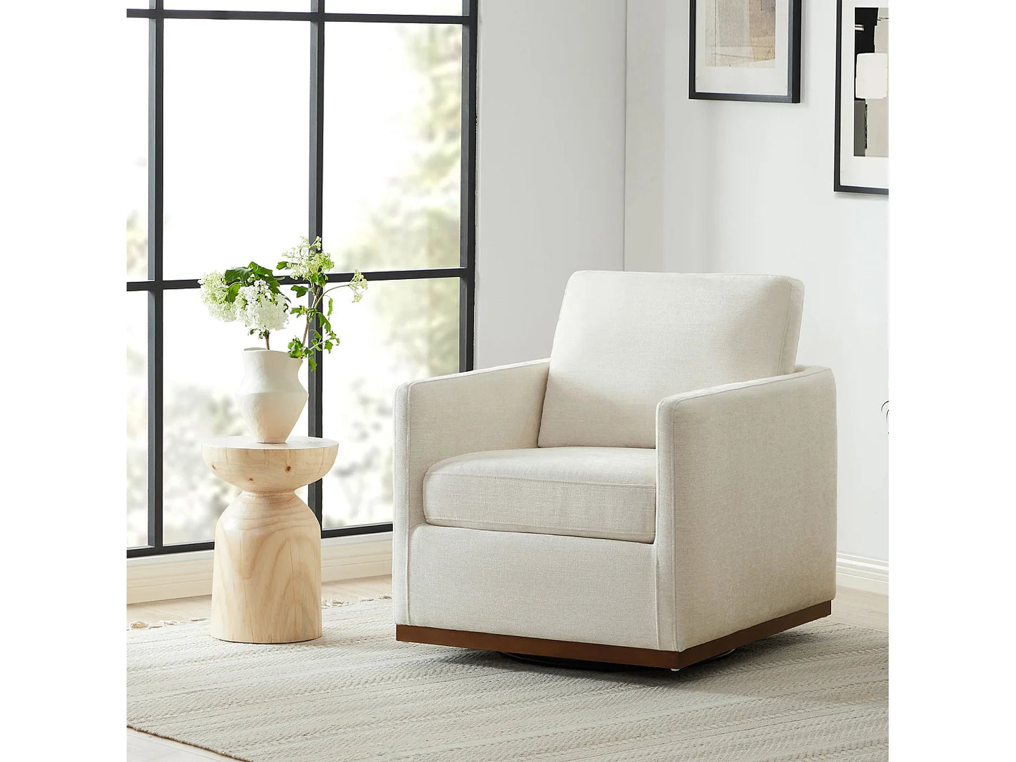 Lot De 2 Fauteuils Japandi Pivotant Cuir - Chita