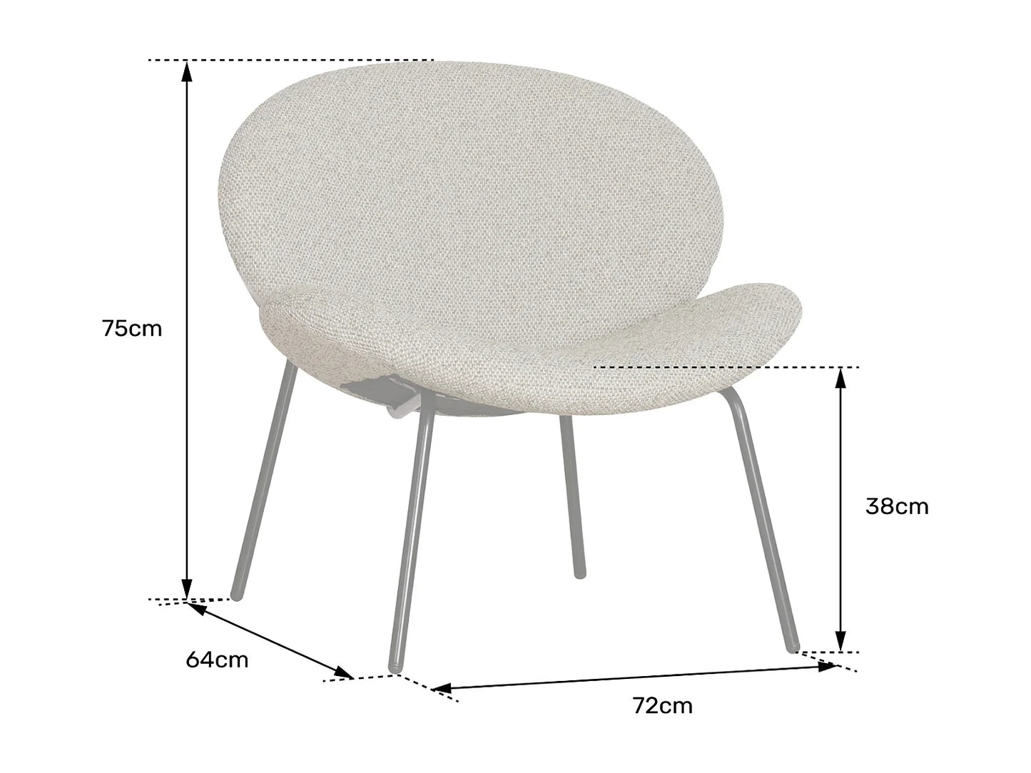 Fauteuil Japandi Tissu Beige Chiné - Sacha