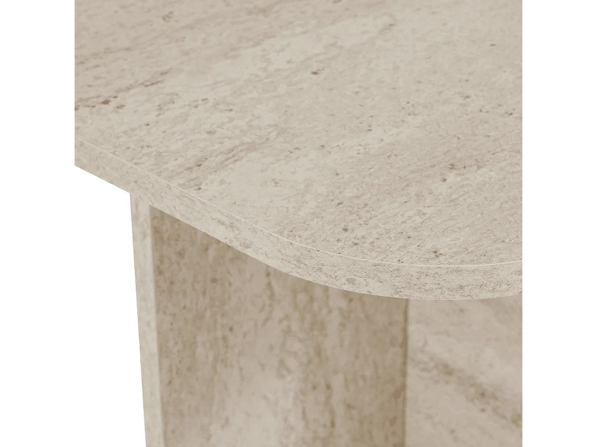Table Basse Japandi Rectangulaire Effet Travertin - Becaj