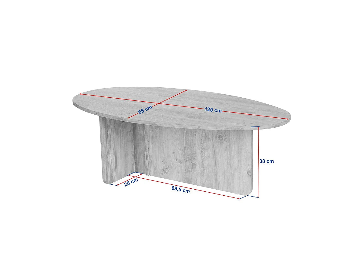 Table Basse Japandi Ovale Bois Foncé L125 - Anna