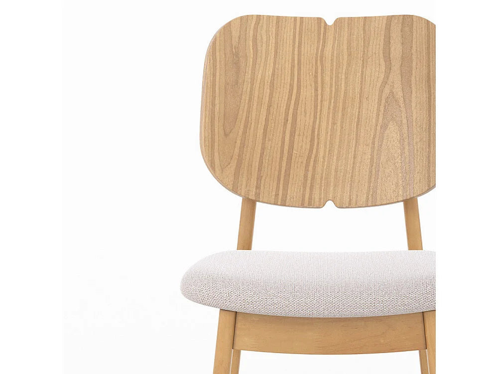 Duo Chaises Japandi Bois Clair Tissu Beige - Clyde