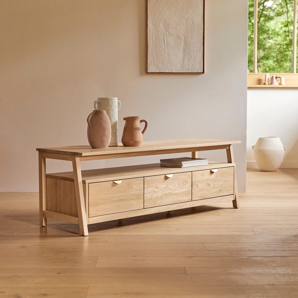 Meuble TV Japandi en Bois Clair