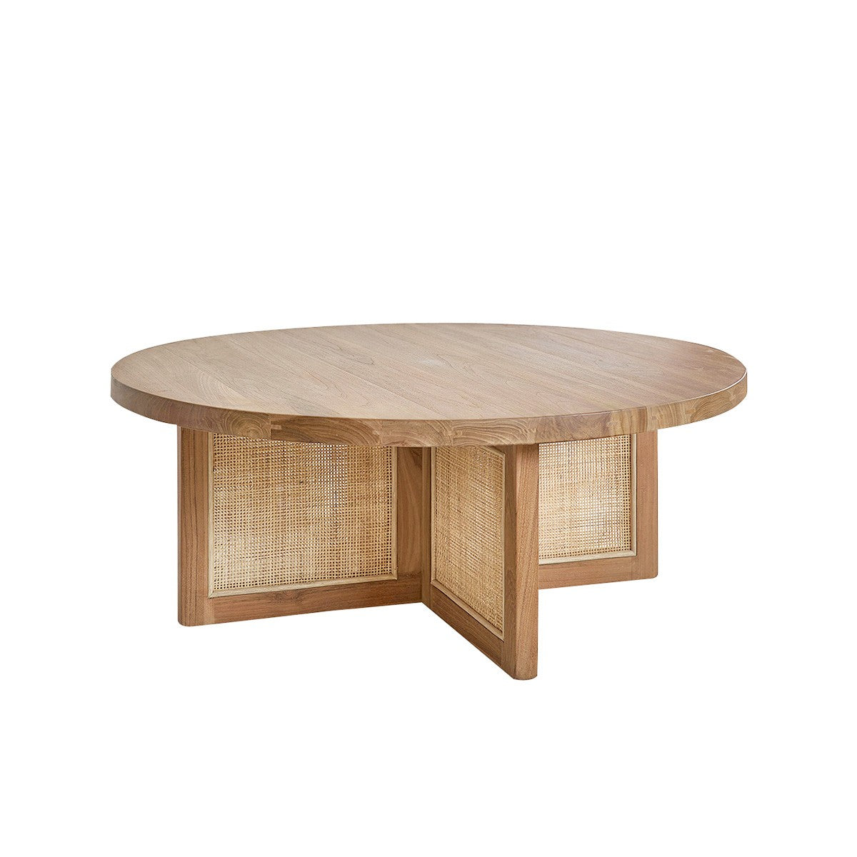 Table Basse Ronde Japandi en Teck
