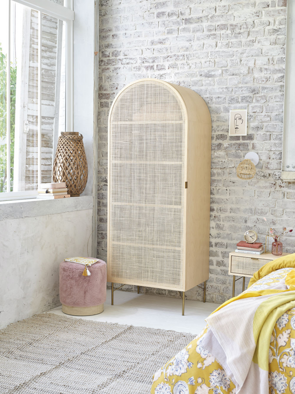 Armoire 1 porte Japandi cannage en rotin – Solstice
