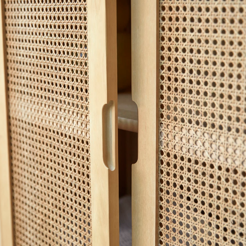Armoire de Rangement Japandi en Orme Massif et Cannage – Luis
