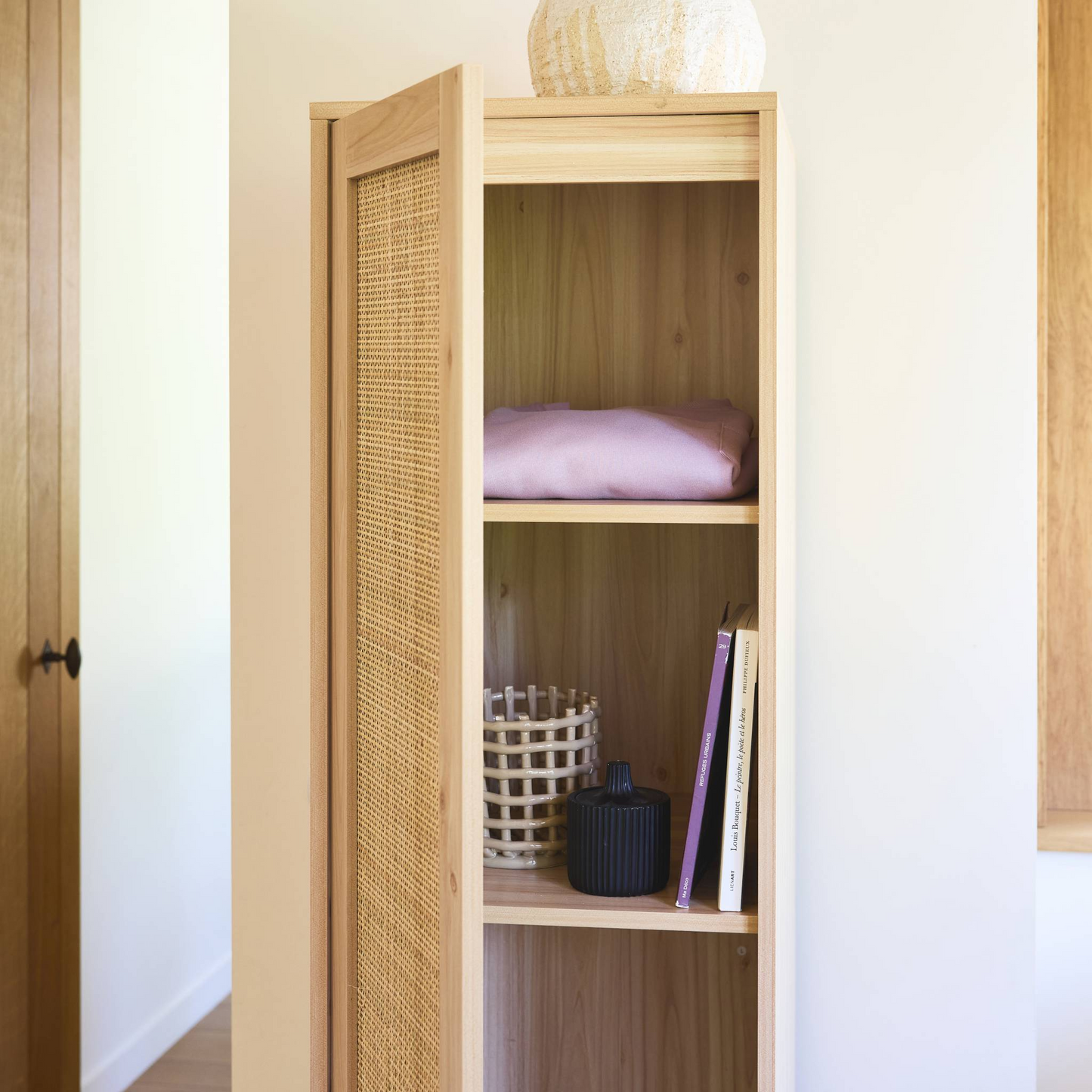 Armoire Dressing Japandi effet bois et cannage – Camargue