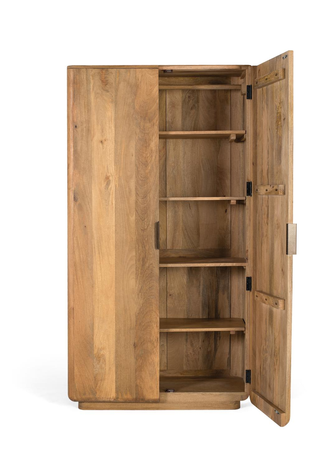 Armoire en bois de manguier aux coins arrondis Japandi – Nom du Produit