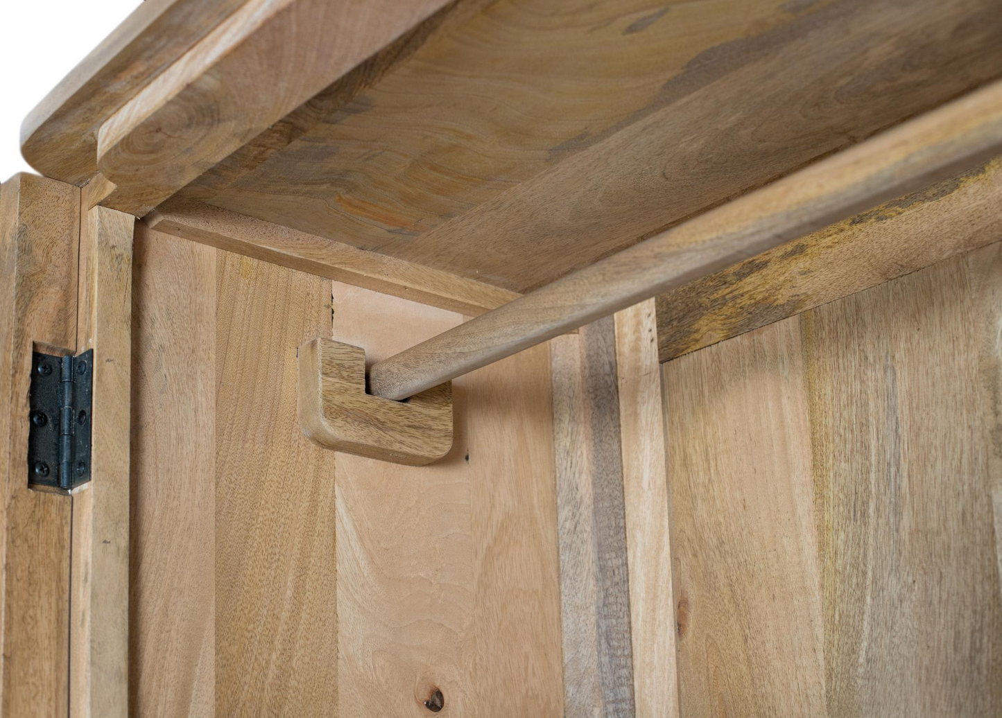 Armoire en bois de manguier aux coins arrondis Japandi – Nom du Produit
