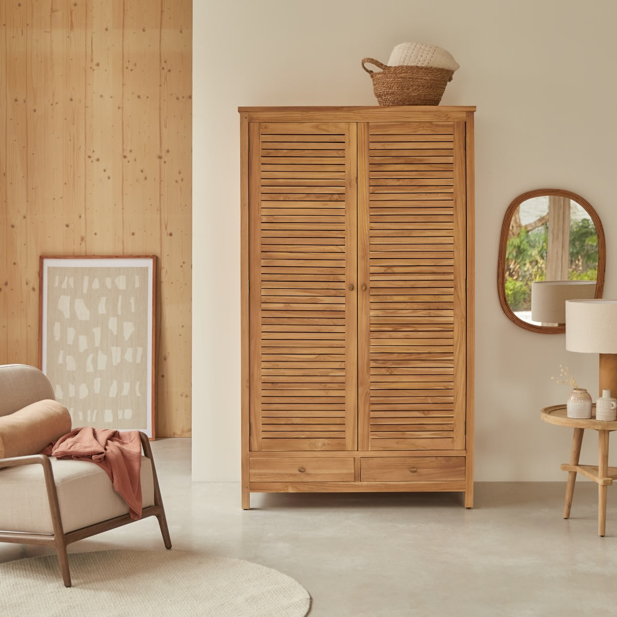 Armoire en teck massif Japandi – Suzette