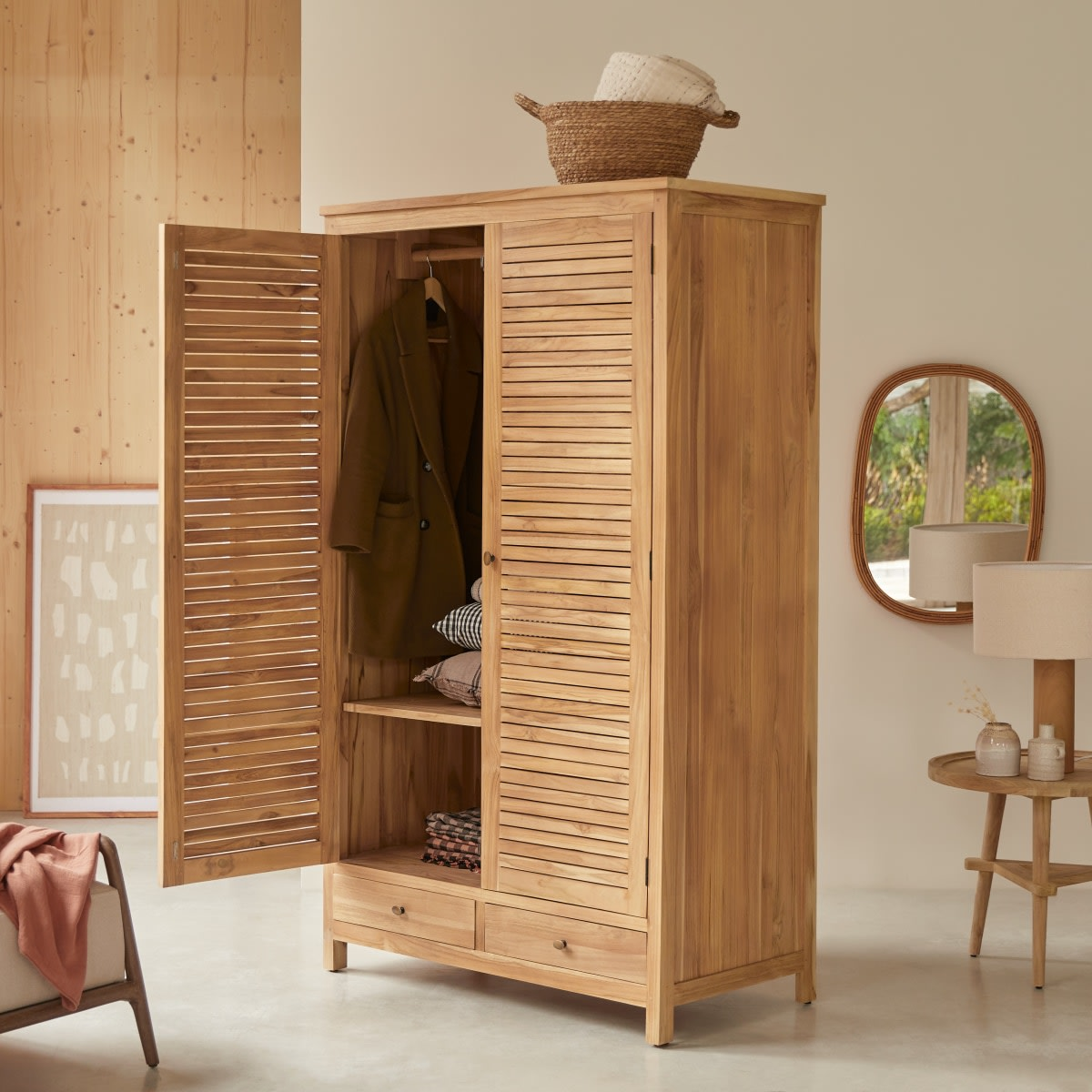 Armoire en teck massif Japandi – Suzette