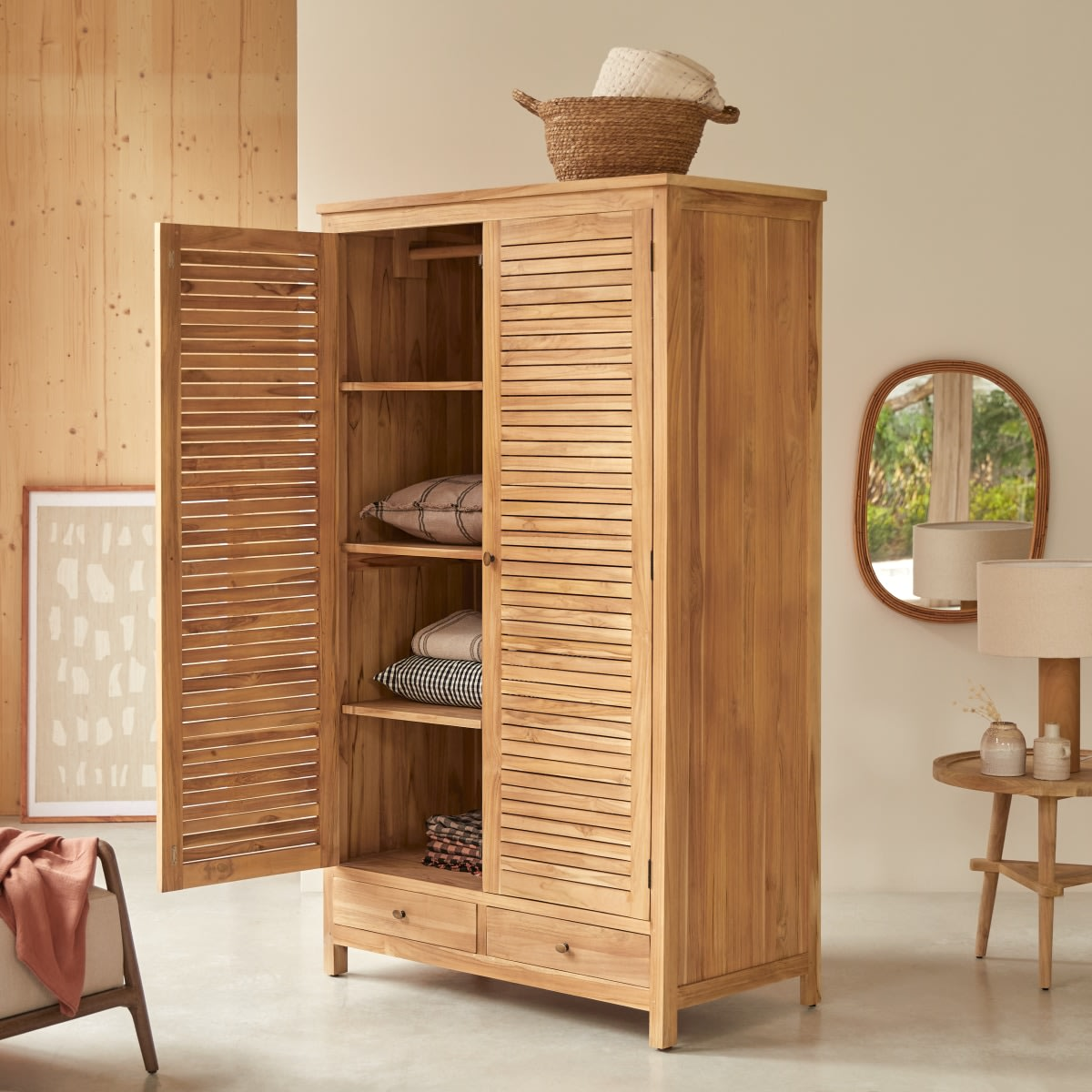 Armoire en teck massif Japandi – Suzette