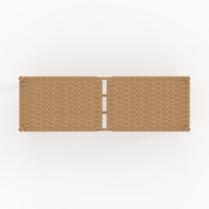 Banc 2 places en bois de chêne massif avec tressage Japandi – Kepler