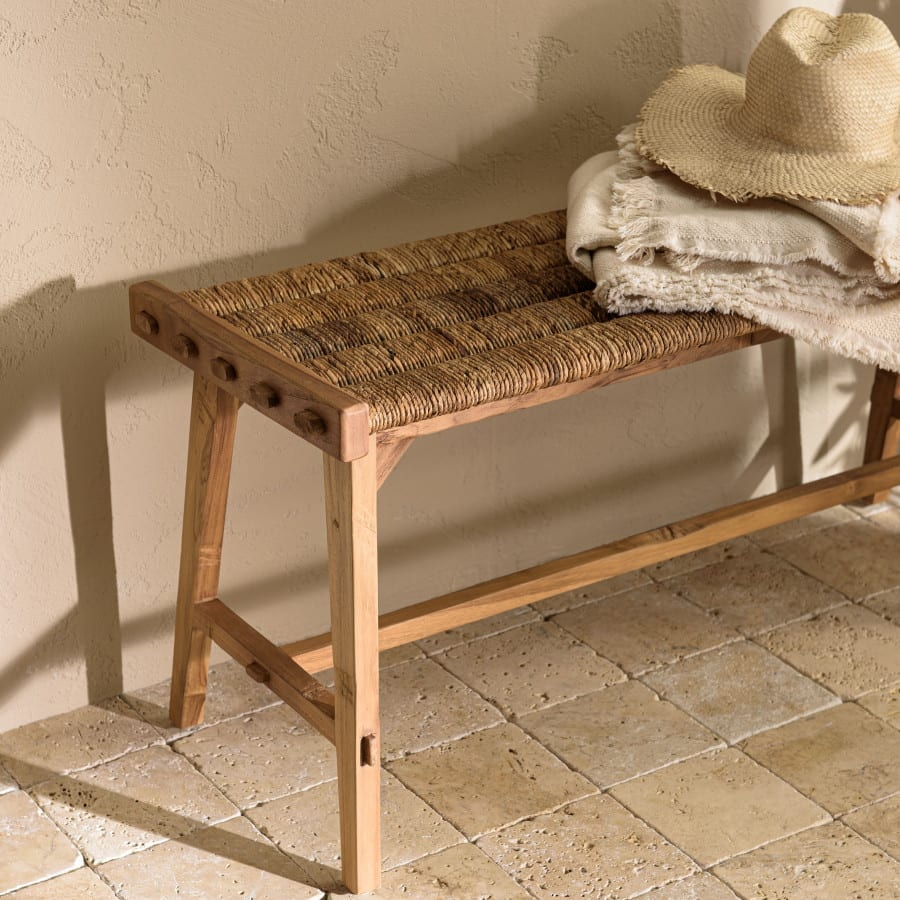 Banc Japandi en tissage d'abaca naturel L100 – Alida
