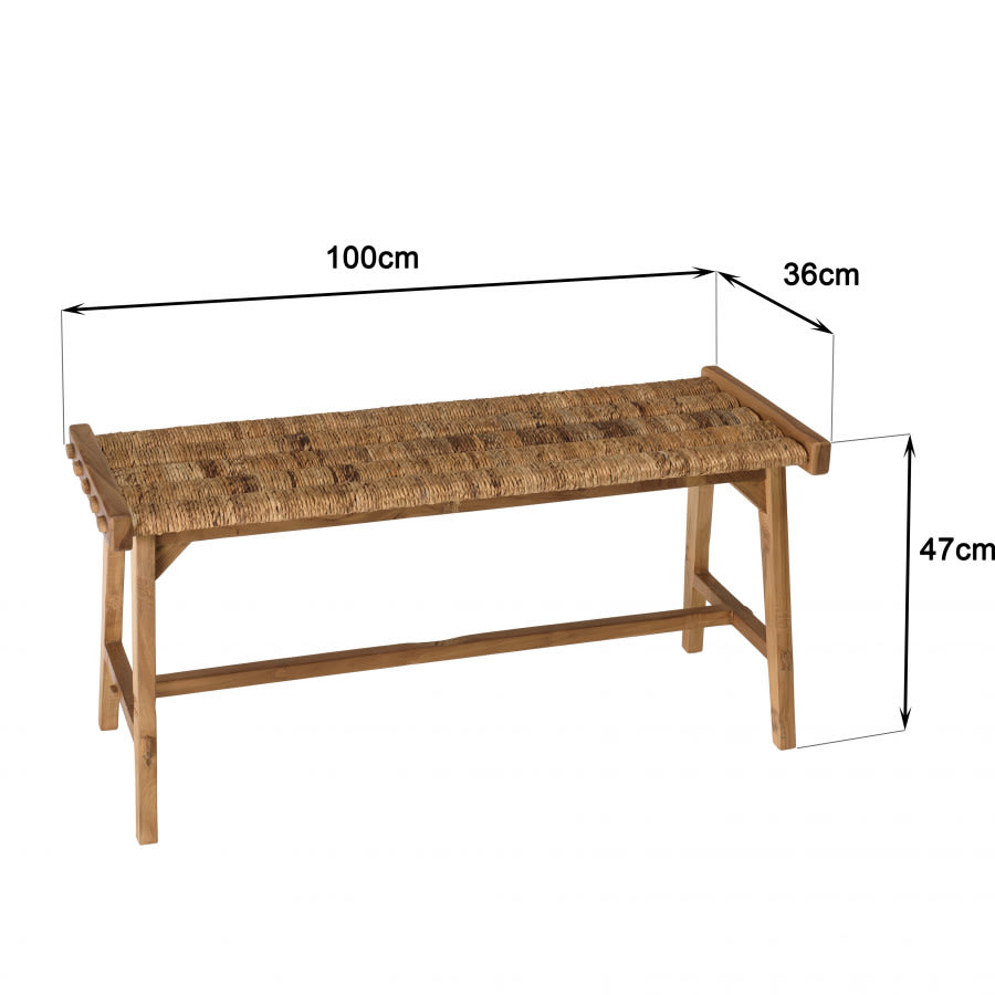 Banc Japandi en tissage d'abaca naturel L100 – Alida