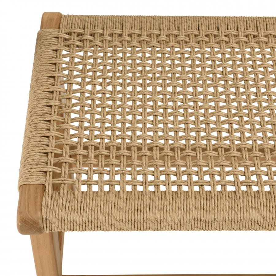 Banc Japandi 3 places teck et rotin synthétique beige – Valeria