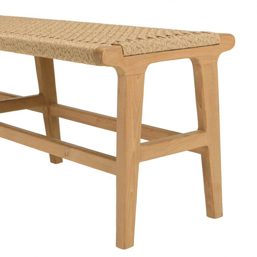 Banc Japandi 3 places teck et rotin synthétique beige – Valeria