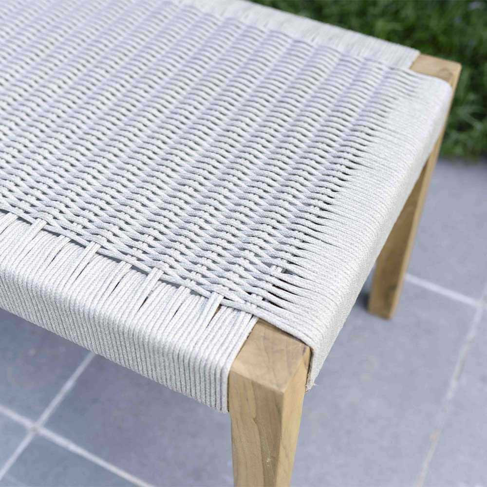 Banc de Jardin Japandi en Teck Massif et Cordage Beige – Livie