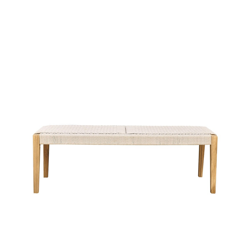 Banc de Jardin Japandi en Teck Massif et Cordage Beige – Livie