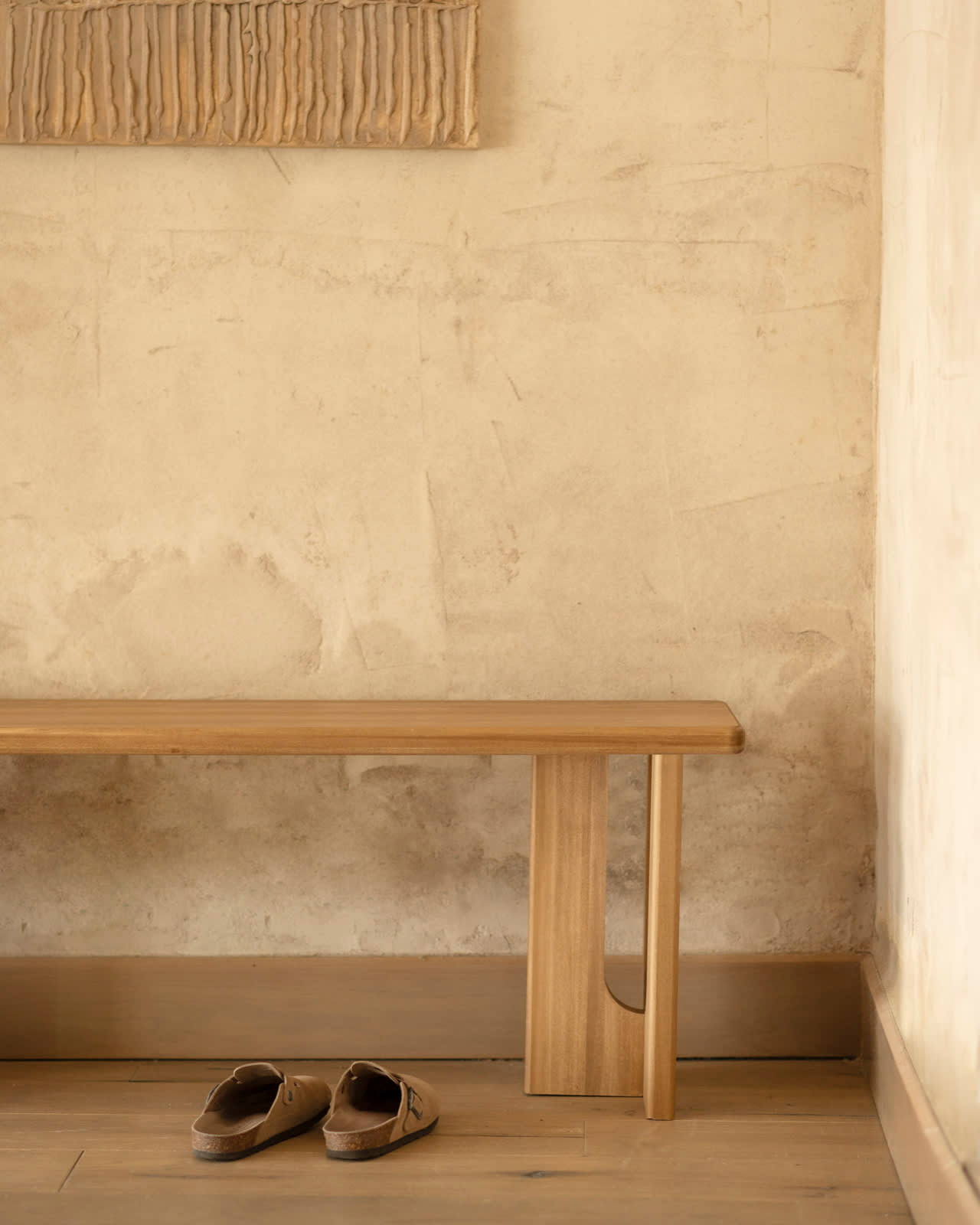 Banc en bois massif Japandi 120x33cm – Lua