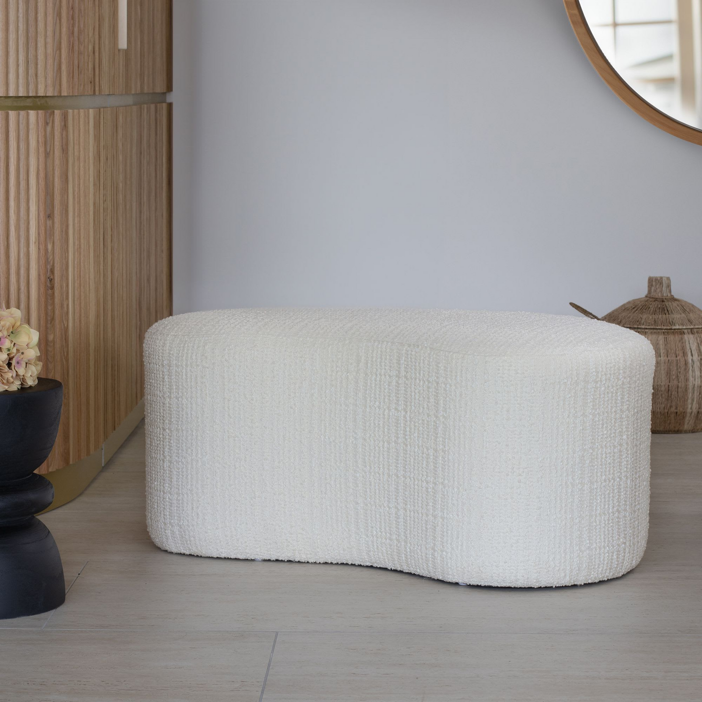 Banc en Bouclette Japandi et Bois – Malo