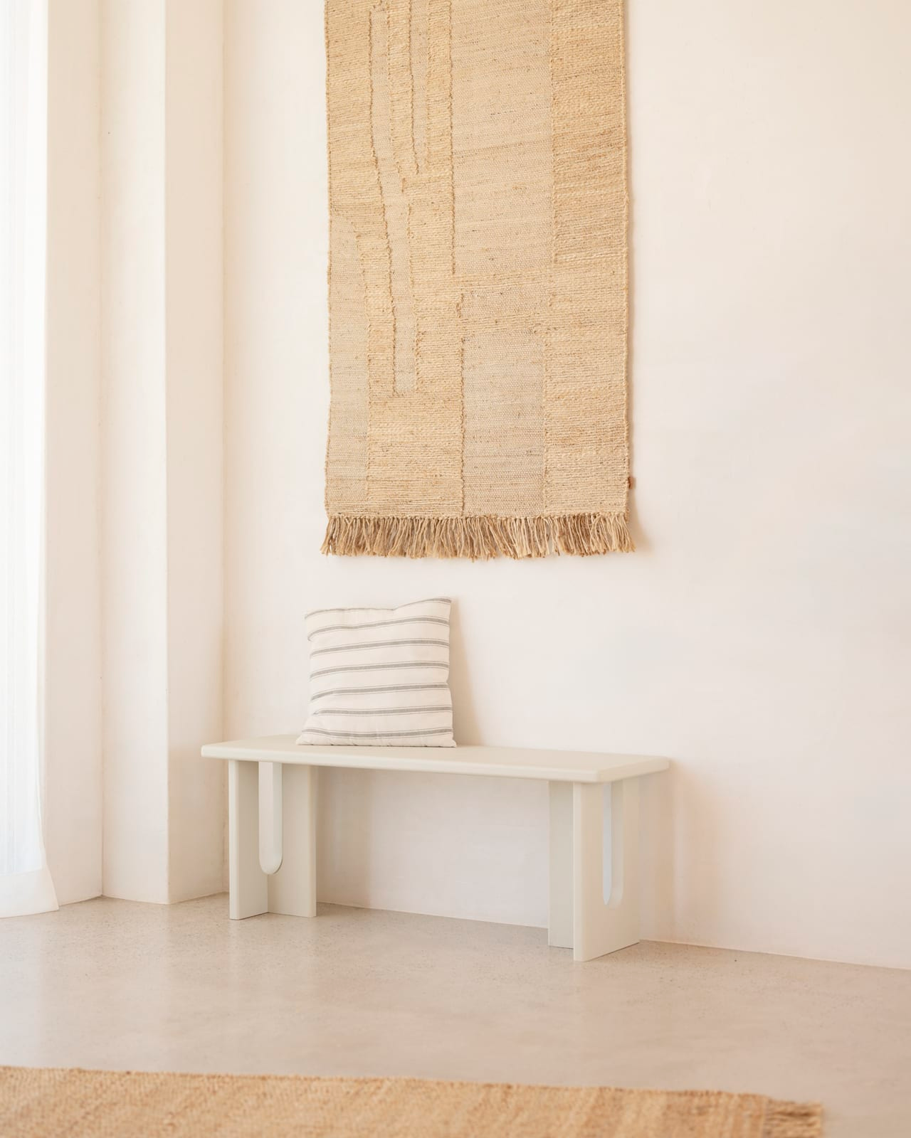 Banc en bois massif Japandi 120x33cm – Lua