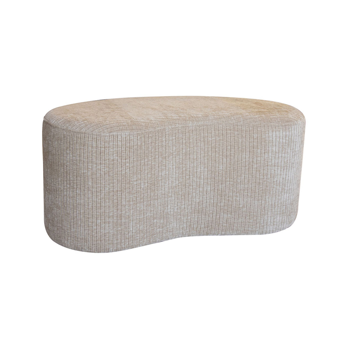 Banc en tissu bouclette beige et structure bois Japandi – Côme
