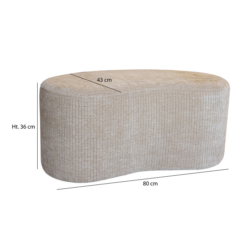 Banc en tissu bouclette beige et structure bois Japandi – Côme